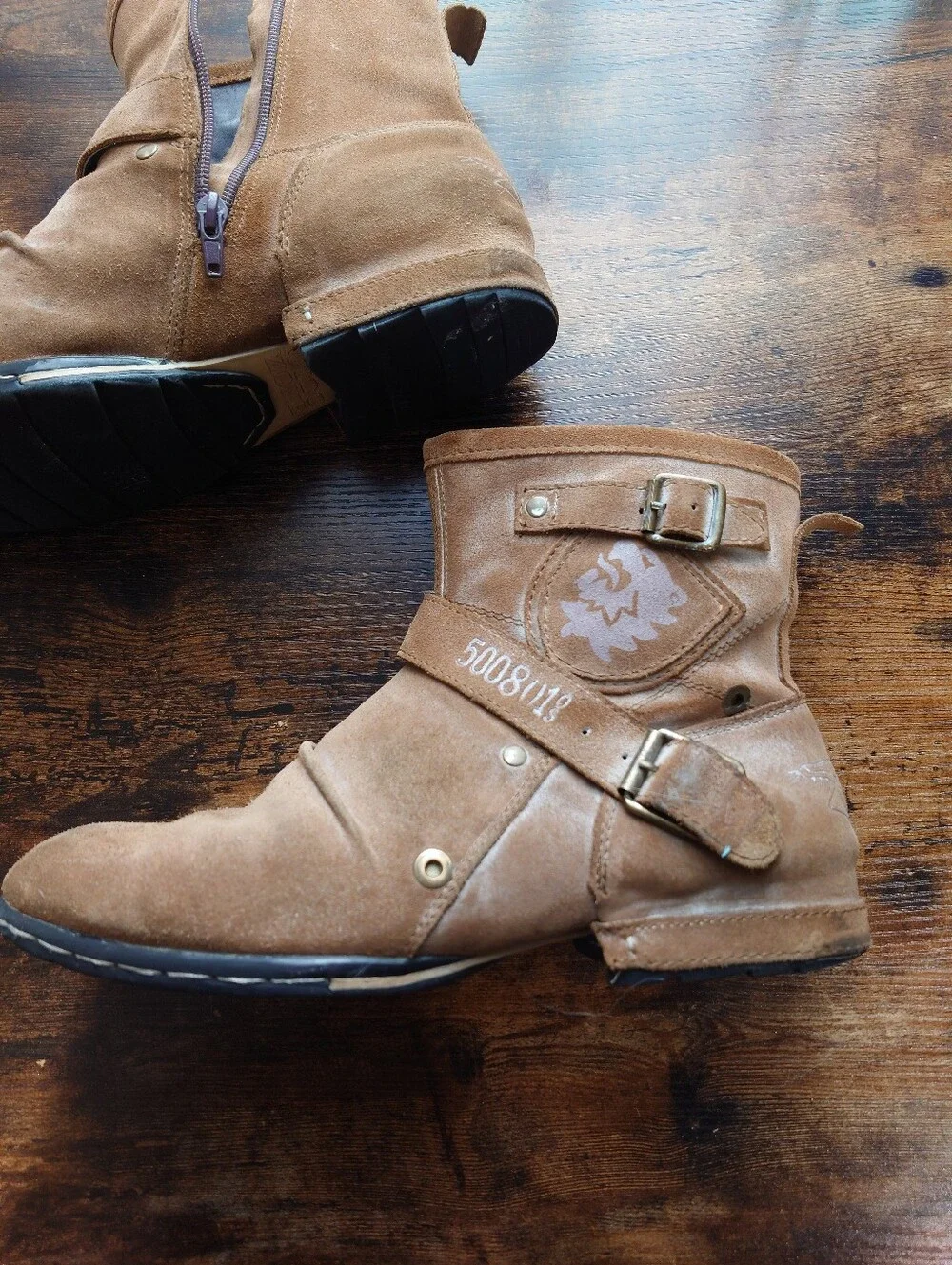 Otto Zone 5008-1 Brown Suede Leather Moto Boots Men’s 9.5